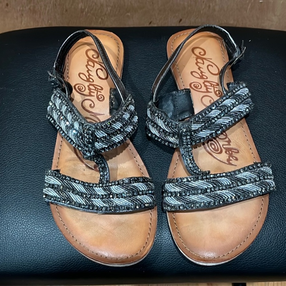 Naughty Monkey- Sparkling Black and White Sandals with Comfortable Design